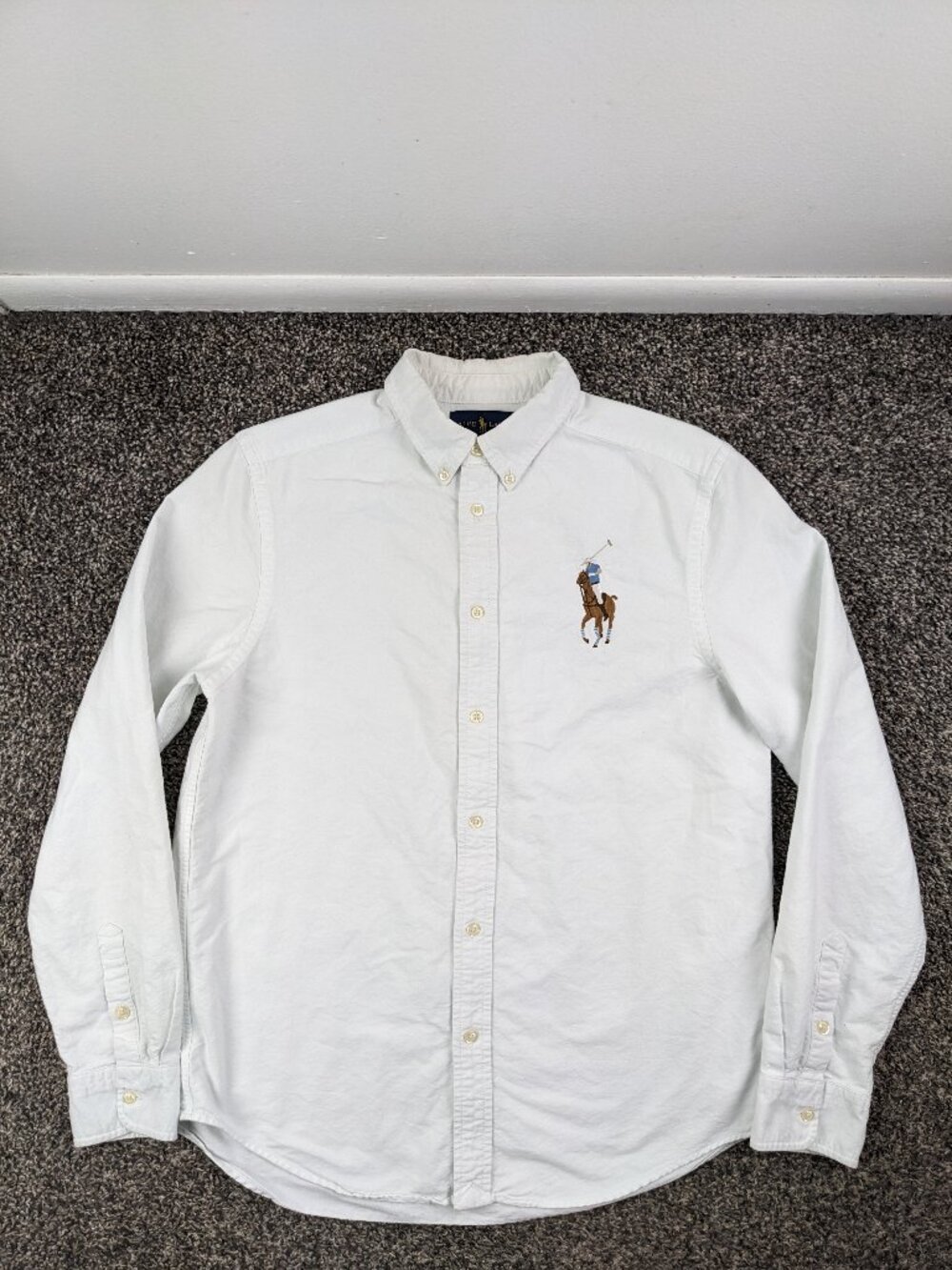 YOUTH BOYS Polo Ralph Lauren Big Pony Oxford Shirt White XL 18-20